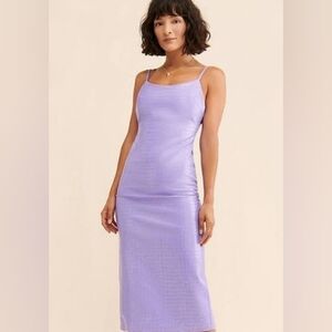 NWT Bardot Helena Croc Lilac Faux Leather Midi Dress